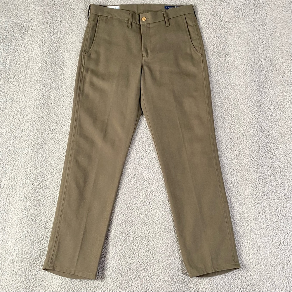 Epaulet Rivet Chino Pants Mens 31x29 Olive Green Canvas Straight Norm USA Made